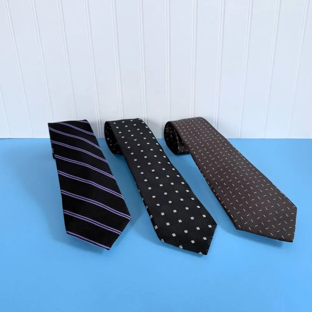 Bundle Of 3 U.S. Polo Assn. Men's Tie Trio - Black, Purple, Brown